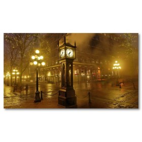 Αφίσα (ατμός, αστικά τοπία, φώτα, ομίχλη, ρολόγια, Βανκούβερ, πόλη, δρόμοι)